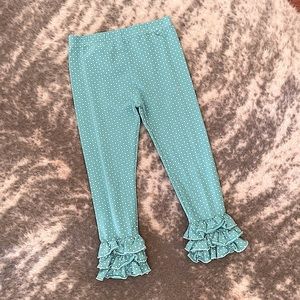 5/$25 Girls Aqua Polka Dot Ruffle Bottom Pants